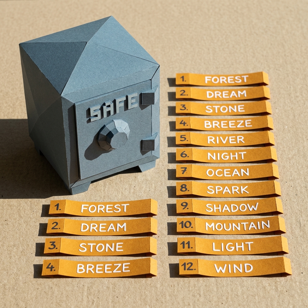 3D origami safe box and paper seed phrase strips